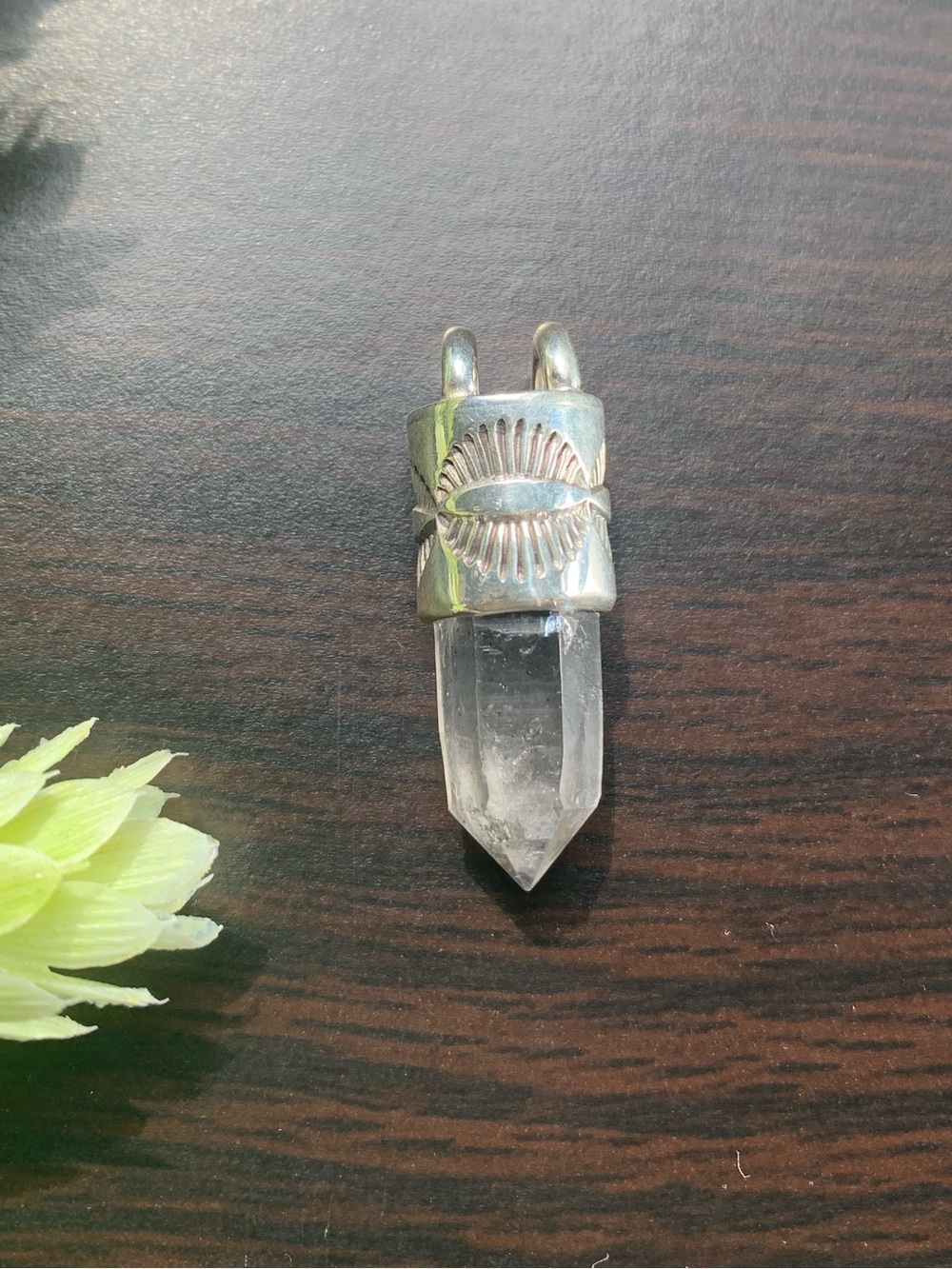 Numi Olive Crystal Tibetan Quartz Pendant Necklace